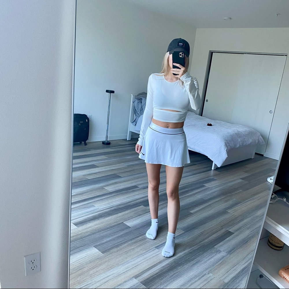 Long sleeve crop cutout shirt